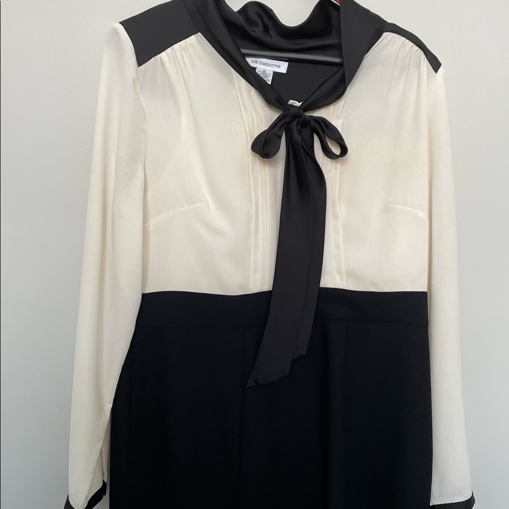 Liz Claiborne Black & White Bow Tie Dress
